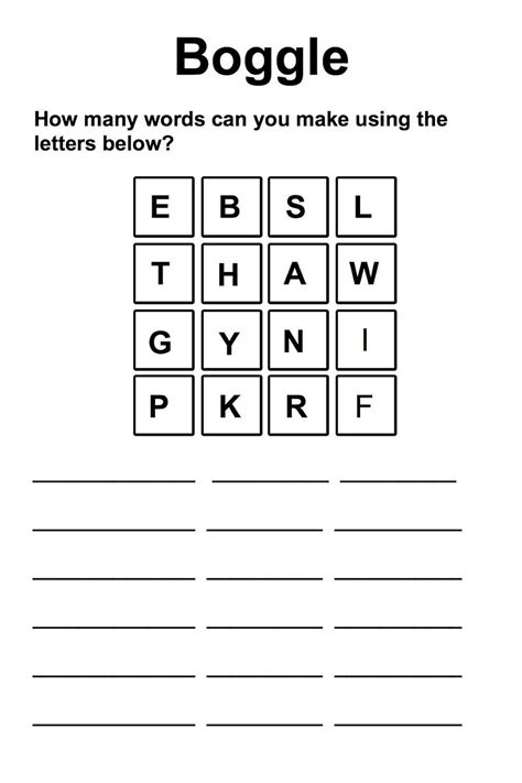 boggle game|Words in a Word Game .